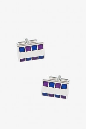 Bejeweled Rounded Plate Blue Cufflinks