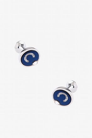 Embellished Horseshoe Blue Cufflinks