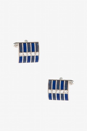 _Glitzy Striped Square Blue Cufflinks_