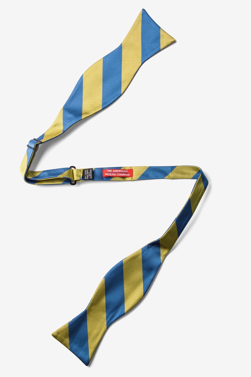 Blue & Gold Stripe Self-Tie Bow Tie Photo (1)