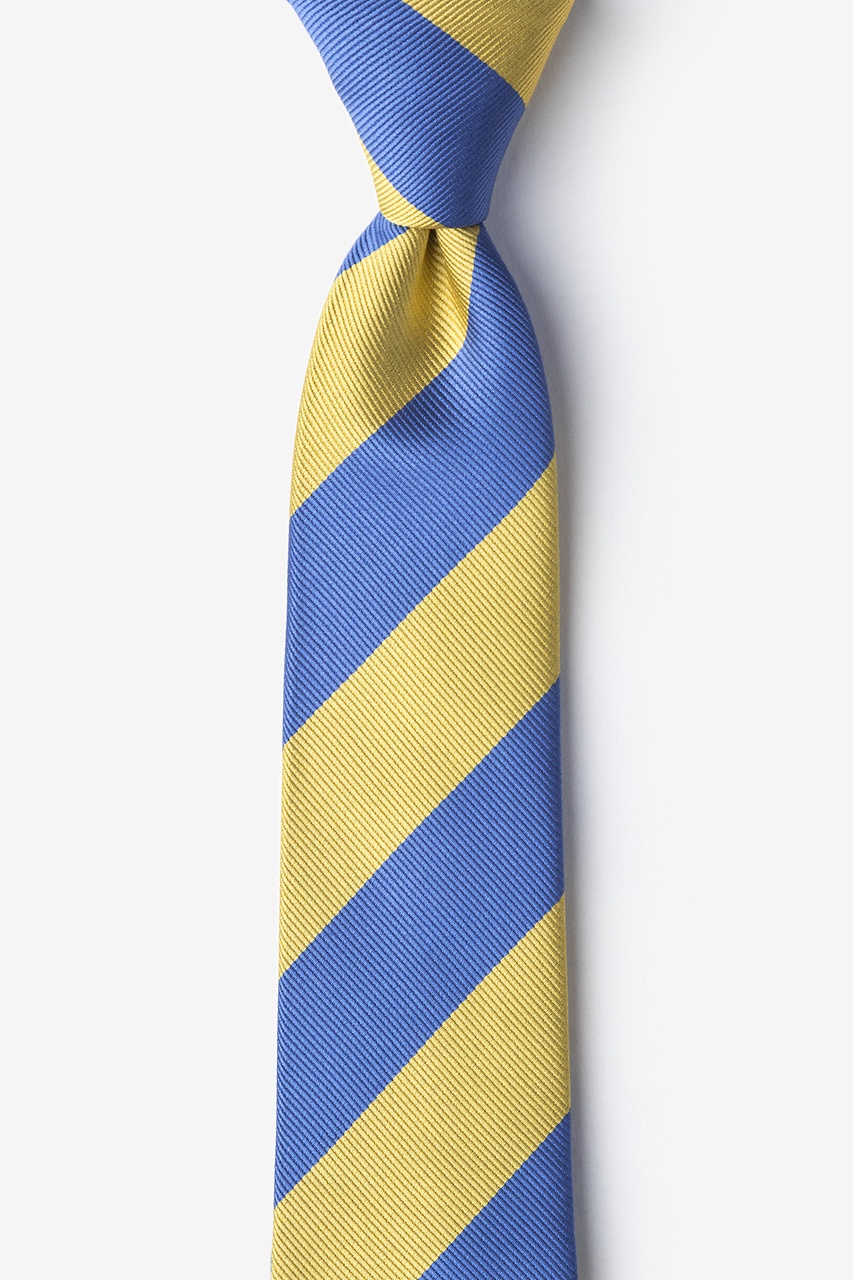 Blue & Gold Stripe Skinny Tie Photo (0)