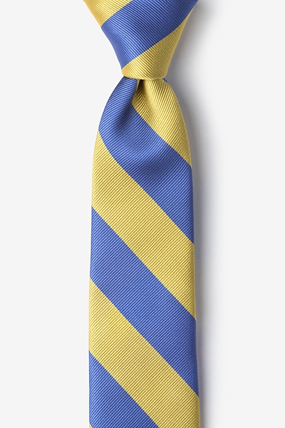 Blue Microfiber Blue & Gold Stripe Tie For Boys | Ties.com