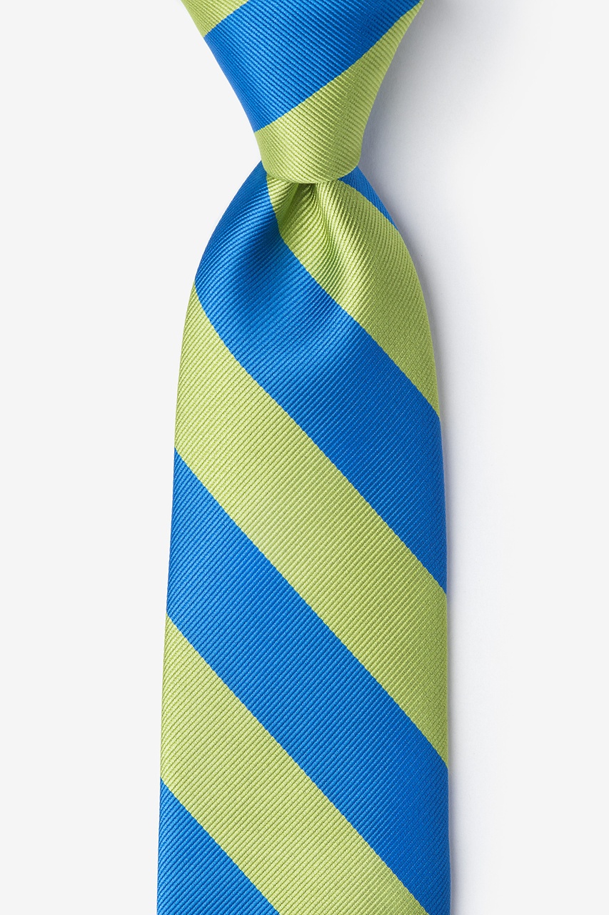 Blue & Lime Stripe Extra Long Tie Photo (0)