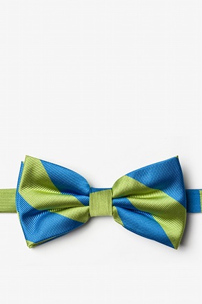 Blue & Lime Stripe Pre-Tied Bow Tie