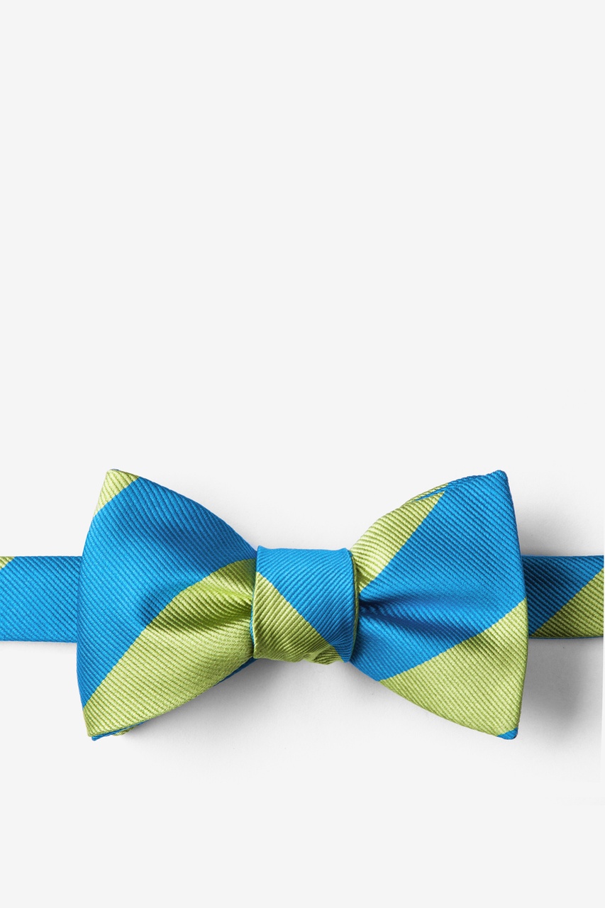 Blue & Lime Stripe Self-Tie Bow Tie Photo (0)
