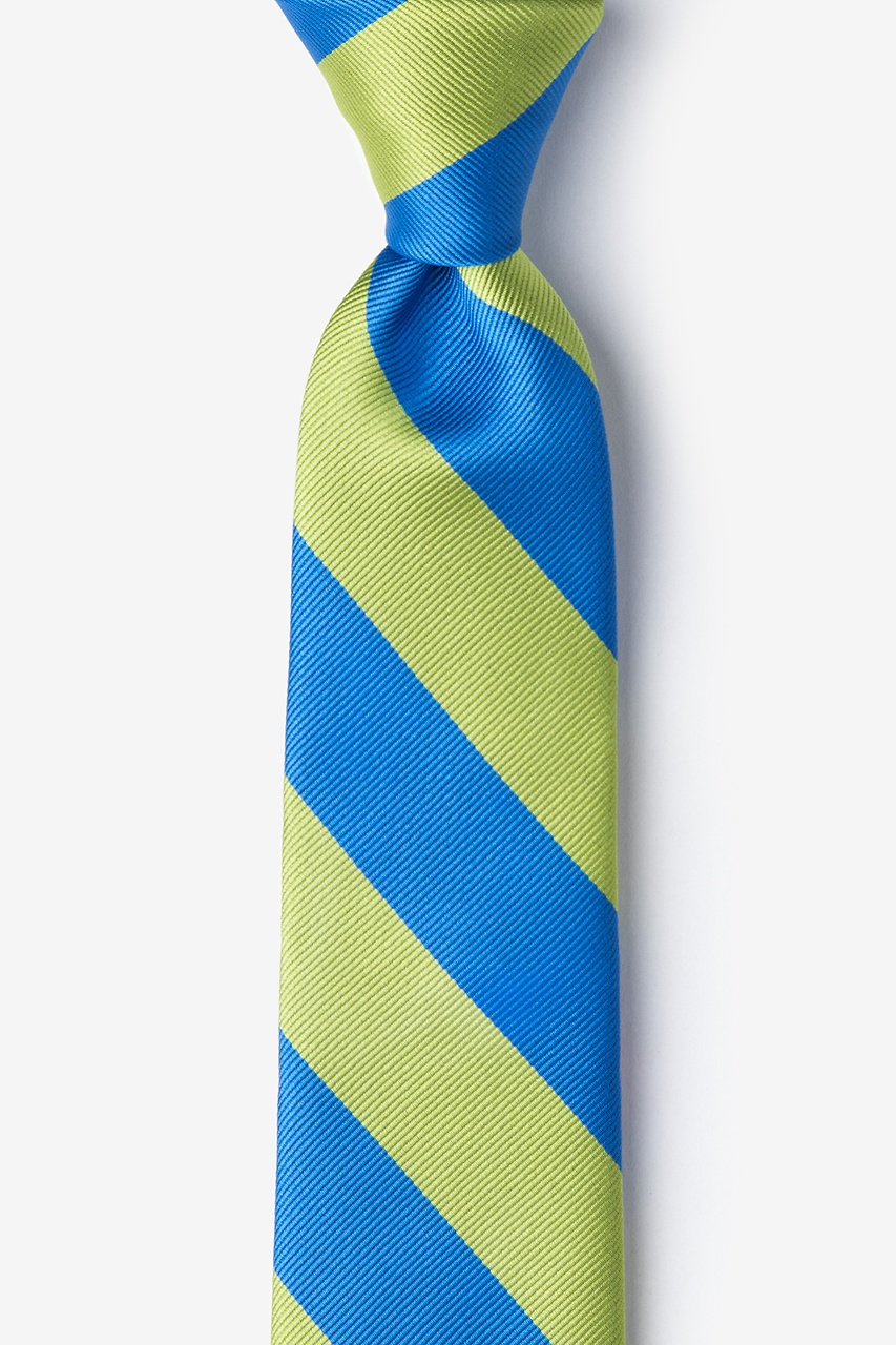 Blue & Lime Stripe Tie For Boys Photo (0)