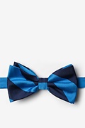Blue & Navy Stripe Pre-Tied Bow Tie Photo (0)