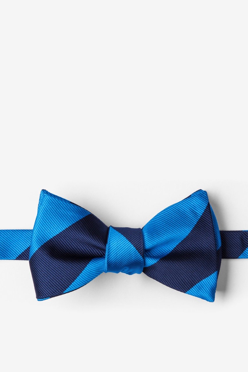 Blue & Navy Stripe Self-Tie Bow Tie Photo (0)