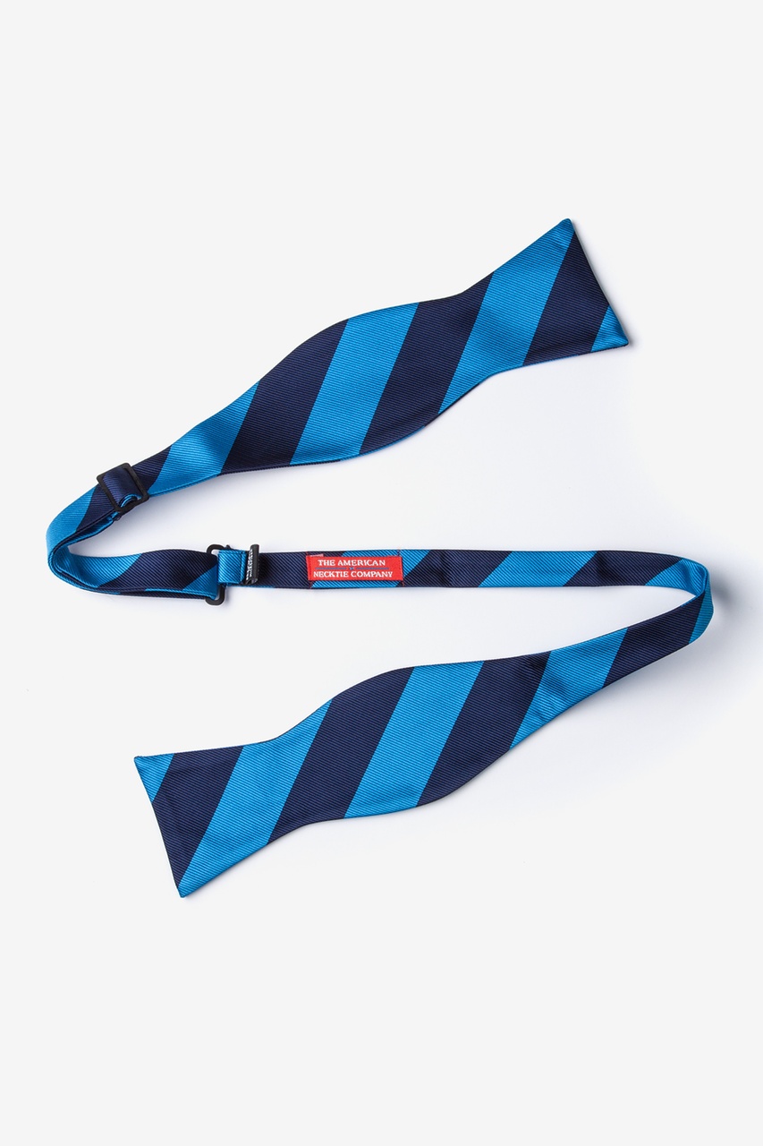Blue & Navy Stripe Self-Tie Bow Tie Photo (1)