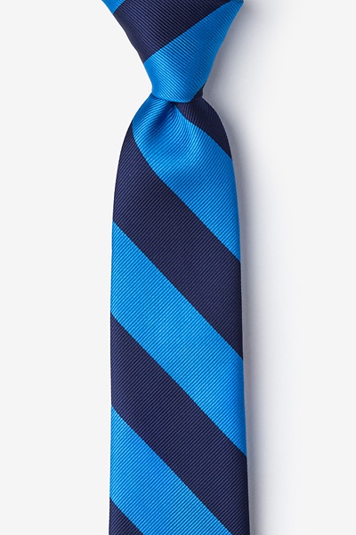 Blue Microfiber Blue & Navy Stripe Tie For Boys | Ties.com