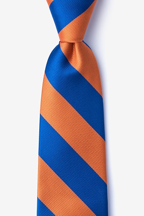 _Blue & Orange Stripe Extra Long Tie_