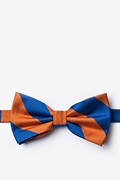 Blue & Orange Stripe Pre-Tied Bow Tie Photo (0)