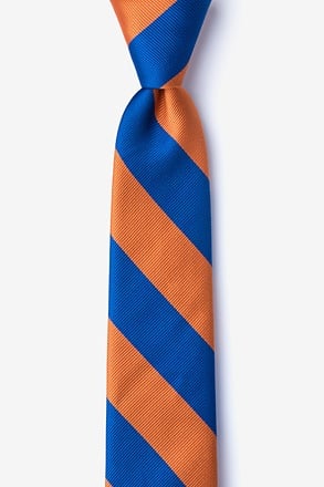 _Blue & Orange Stripe Skinny Tie_