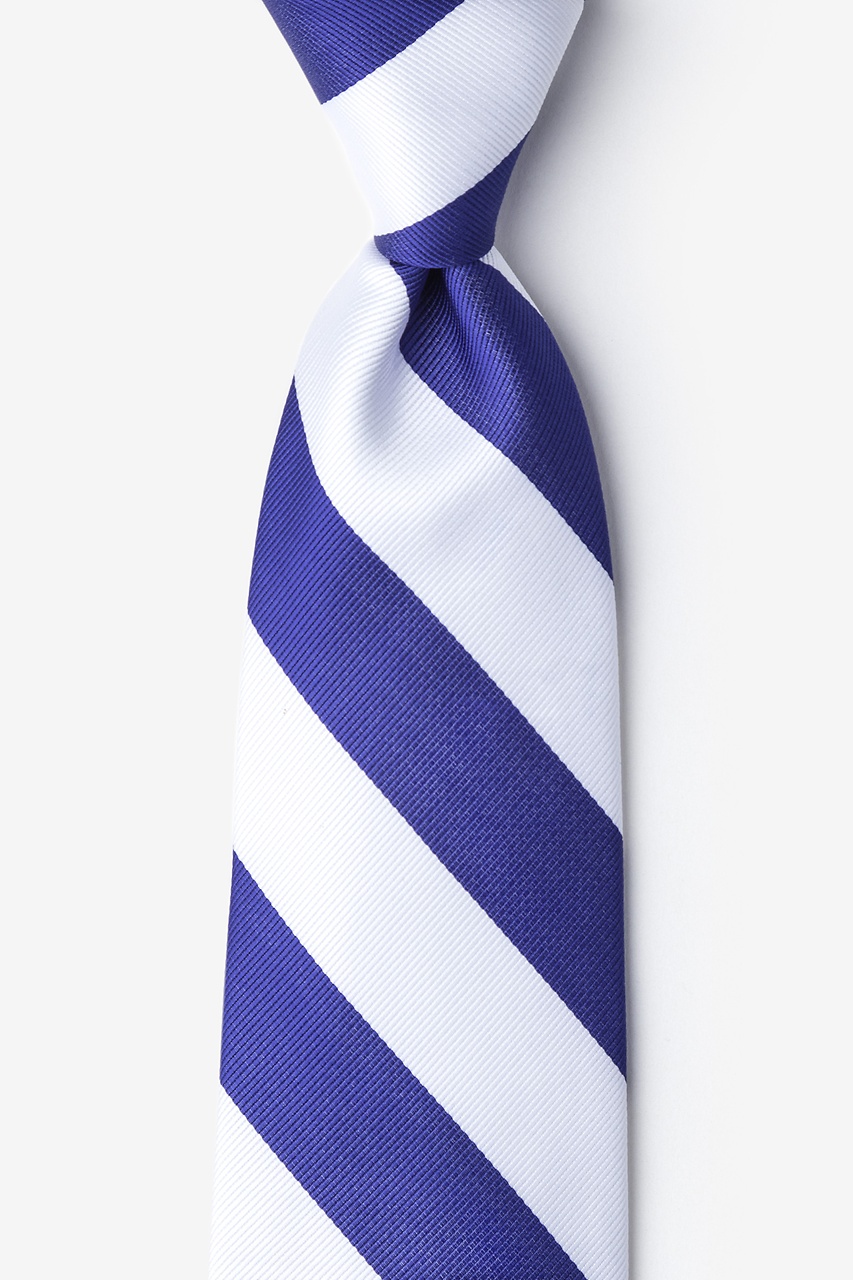 Blue & White Stripe Extra Long Tie Photo (0)