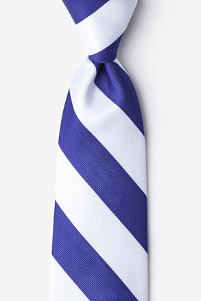 Blue & White Stripe Extra Long Tie