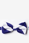 Blue & White Stripe Pre-Tied Bow Tie Photo (0)