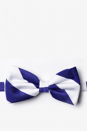 Blue & White Stripe Pre-Tied Bow Tie