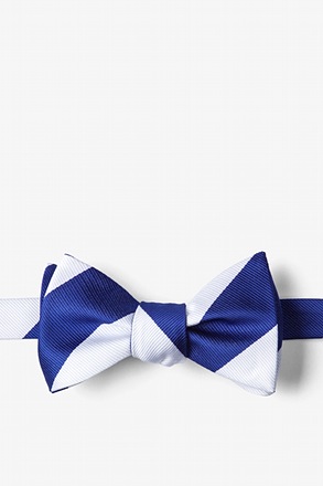 Blue & White Stripe Self-Tie Bow Tie