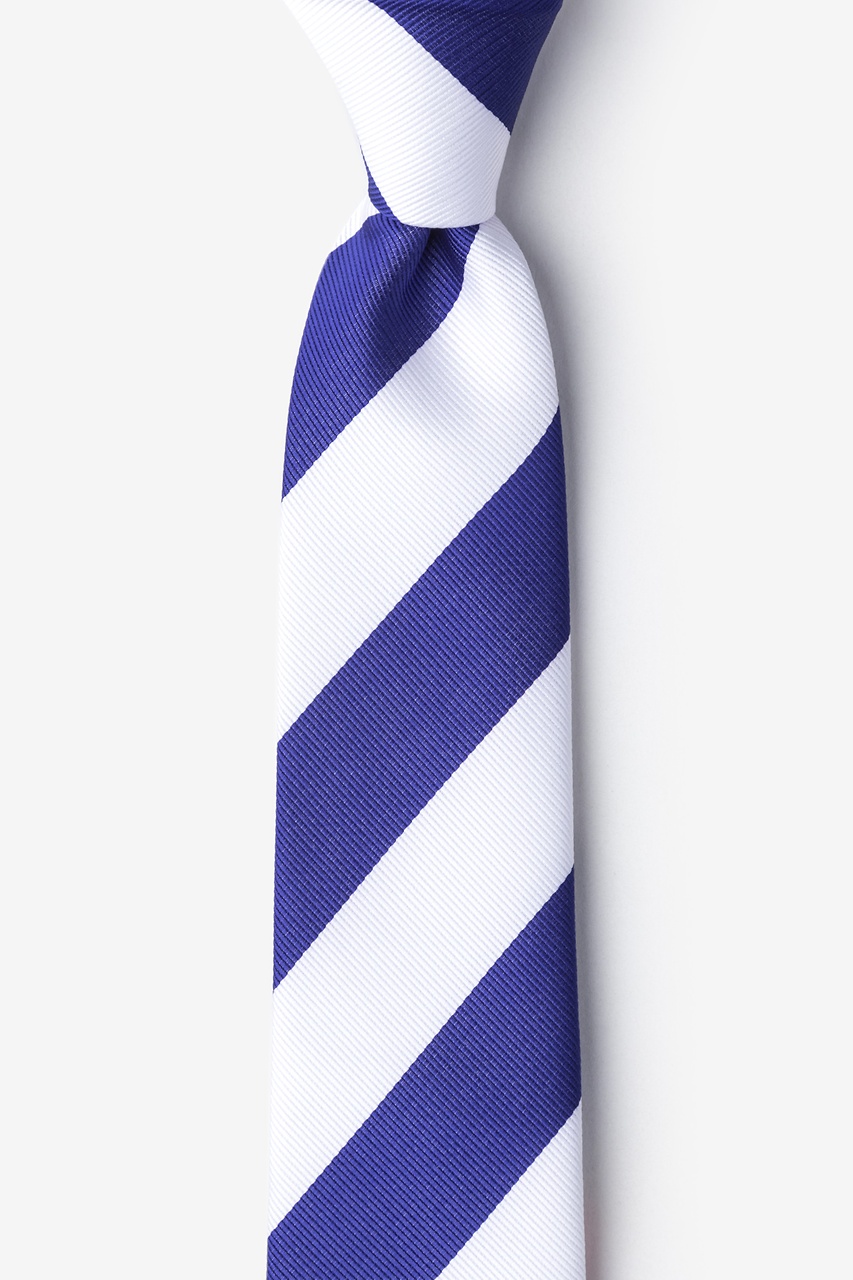 Blue & White Stripe Skinny Tie Photo (0)
