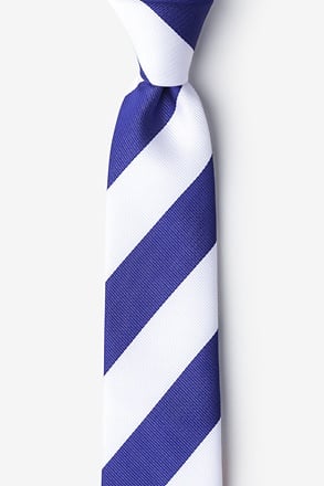 Blue & White Stripe Skinny Tie