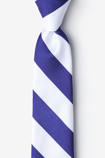 Blue Microfiber Blue & White Stripe Tie For Boys | Ties.com