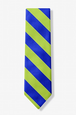 _Blue and Lime Green Stripe Extra Long Tie_