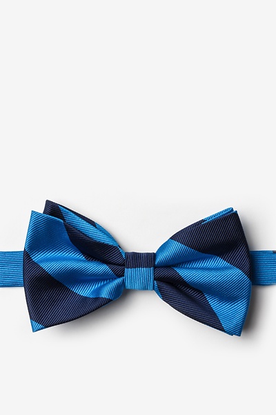 Blue Microfiber Blue & Navy Stripe Pre-Tied Bow Tie