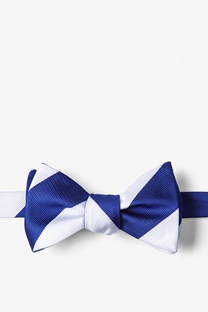 Blue & White Stripe Self-Tie Bow Tie