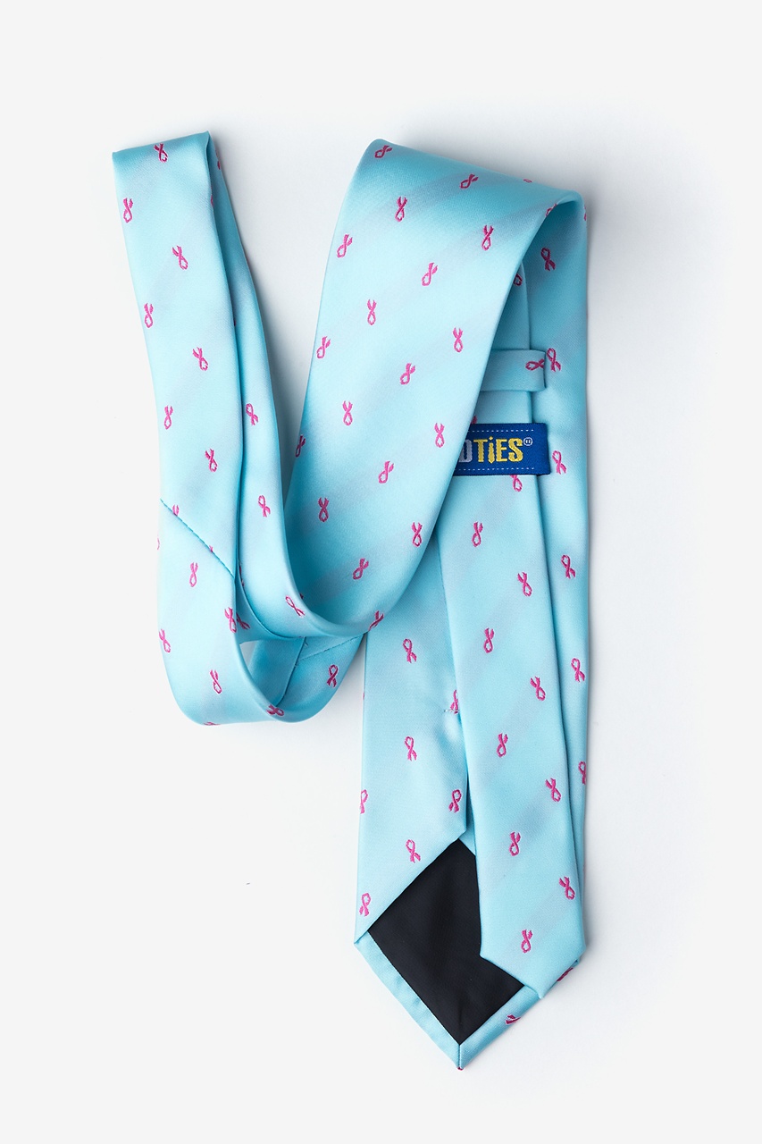 Breast Cancer Ribbon Blue Extra Long Tie Photo (1)