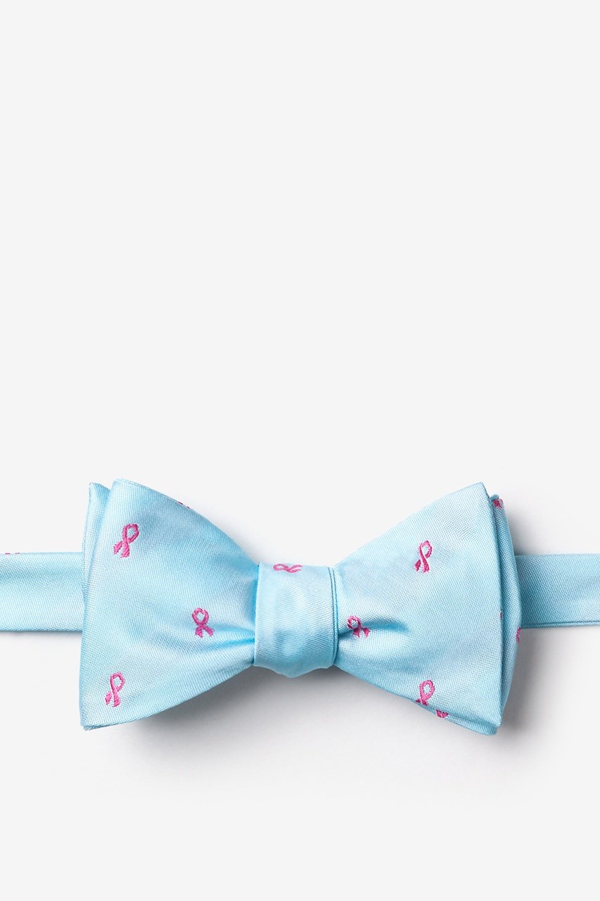 Breast Cancer Ribbon Blue Self-Tie Bow Tie Photo (0)
