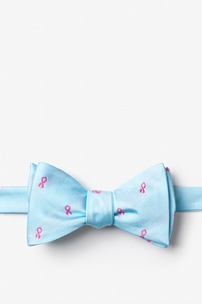 _Breast Cancer Ribbon Blue Self-Tie Bow Tie_
