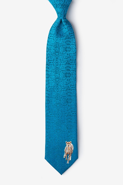 Blue Microfiber Cheetah Tie