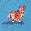 Blue Microfiber Corgi Dogs Extra Long Tie