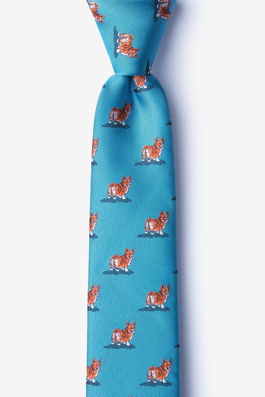 Corgi Dogs Blue Skinny Tie Photo (0)