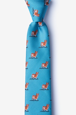 _Corgi Dogs Blue Skinny Tie_