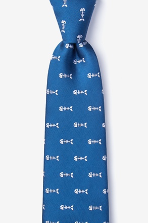 Fish Bones Blue Tie