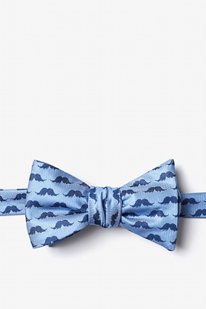 Mustache Repeat Blue Self-Tie Bow Tie