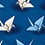 Blue Microfiber Origami Crane Extra Long Tie