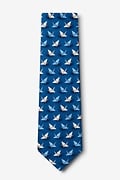 Origami Crane Blue Extra Long Tie Photo (1)
