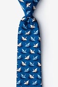 Origami Crane Blue Extra Long Tie Photo (0)