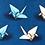 Blue Microfiber Origami Crane Skinny Tie