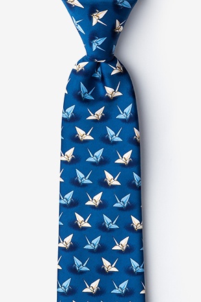 Origami Crane Blue Tie