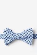 Chrome Plaid Blue Self-Tie Bow Tie Photo (0)