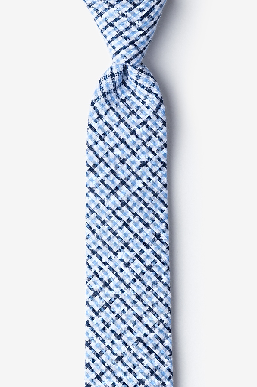 Blue Seersucker Chrome Plaid Skinny Tie | Ties.com