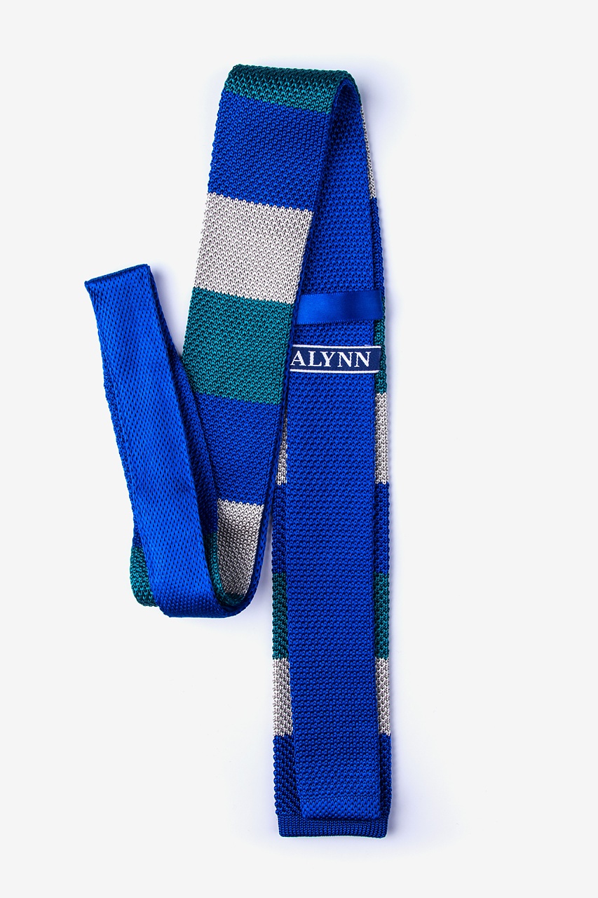 Blue Silk Belgian Color Block Knit Skinny Tie | Ties.com