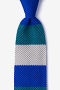 Belgian Color Block Blue Knit Tie Photo (0)