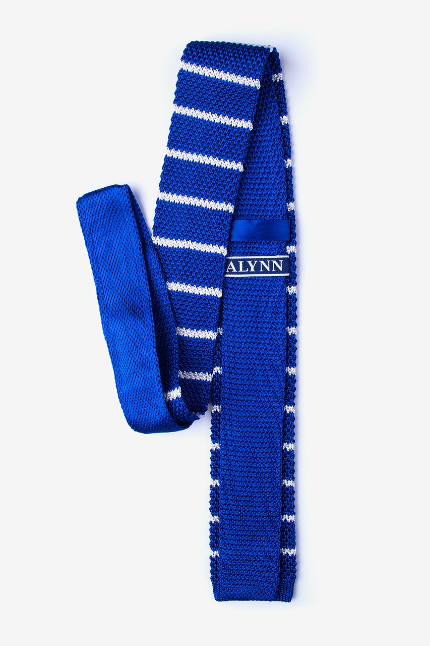 Briton Stripe Blue Knit Skinny Tie Photo (1)