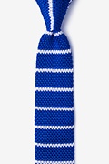 Briton Stripe Blue Knit Skinny Tie Photo (0)