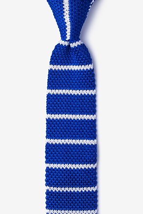 Briton Stripe Blue Knit Skinny Tie