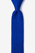 Classic Solid Blue Knit Skinny Tie Photo (0)